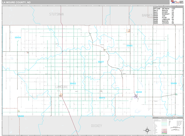 La Moure County, ND Wall Map